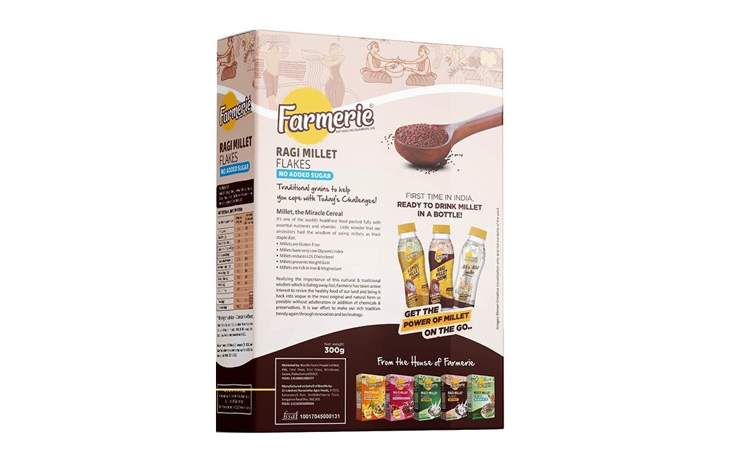 Farmerie Ragi Millet Flakes No Added Sugar   Pack  300 grams